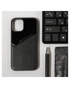Чехол Luazon для Iphone 12 Mini поддержка Magsafe вставка из стекла и кожи черный Luazon home