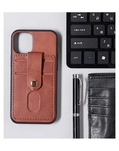 Чехол Luazon для Iphone 12 Mini с отсеками под карты кожзам коричневый Luazon home