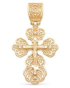 Подвеска позолота Православный крест 59 04930 цвет белый в золоте Nordica