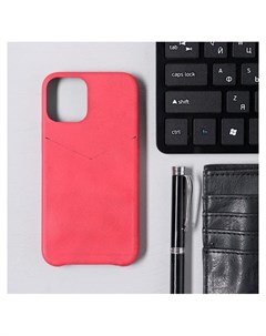 Чехол Luazon для Iphone 12 Mini с отсеком под карты кожзам красный Luazon home