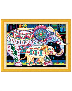 Картина стразами Алмазная мозаика сияющая 40х50 см Индийские слоны без подрамника 662452 Остров сокровищ