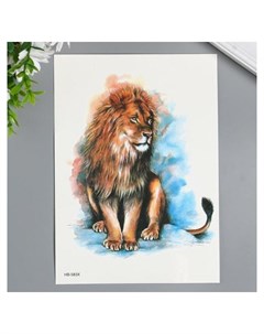 Татуировка на тело цветная Царь зверей лев 21х15 см Nnb