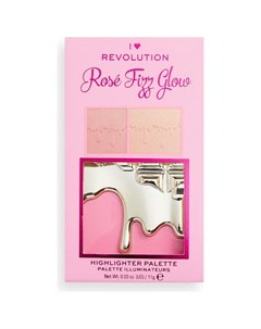 Палетка для лица хайлайтер и румяна Glow Face Palette Chocolate Rose Fizz I heart revolution