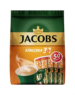 Кофе растворимый Классика 3 в 1 порошкообразный 50 шт Jacobs