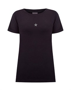 Черная футболка из хлопка джерси с символикой из кристаллов Swarovski Lorena antoniazzi