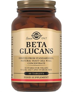Биологически активная добавка Бета глюканы 1569 мг 60 таблеток Специальные добавки Solgar