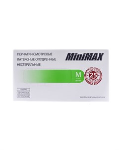 Перчатки латекс опудренный M MiniMax 100 шт Чистовье