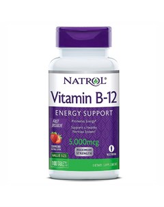 Витамин B 12 быстрорастворимый со вкусом клубники 5000 мкг 100 таблеток Витамины Natrol