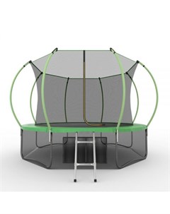 Батут с внутренней сеткой и лестницей Internal 12ft Green нижняя сеть Evo jump