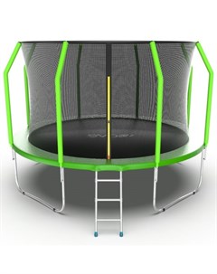 Батут с внутренней сеткой и лестницей Cosmo 12ft Green Evo jump