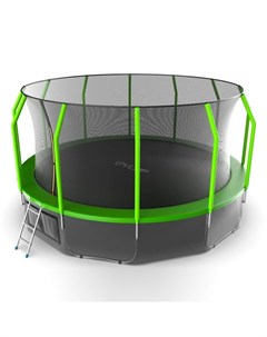 Батут с внутренней сеткой и лестницей Cosmo 16ft Green нижняя сеть Evo jump