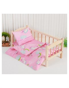 Постельное бельё для кукол Единорог на розовом простыня одеяло подушка Страна карнавалия
