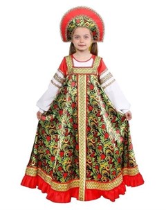 Русский народный костюм Рябинушка платье длинное кокошник бомбоны на шнурке р 30 рост 110 116 см Страна карнавалия