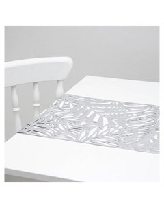 Дорожка для стола Листья 33 150 см цвет серебро Nnb