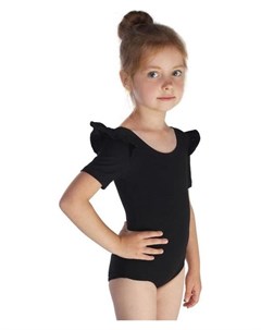 Купальник гимнастический крылышко короткий рукав размер 34 цвет чёрный Grace dance