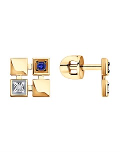 Серьги из комбинированного золота с бриллиантами и сапфирами Sokolov diamonds