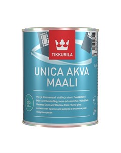 Краска для окон и дверей полуглянцевая unica akva с 0 9 л Tikkurila