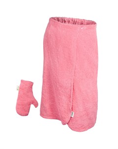 Махровый комплект для женщин розовый 2 предмета 33513 накидка рукавица Банные штучки