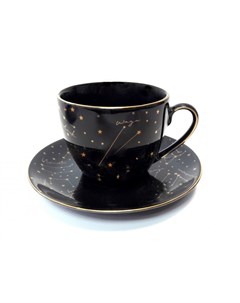 Чашка с блюдцем Zodiak black 0 28 л Porcelana bogucice