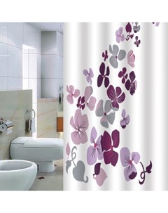 Шторка для ванной Violette белая с фиолетовым 180х200 см Primanova