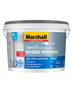 Краска водоэмульсионная для внутренних работ EXPORT 7 матовая база BW 9 л Marshall