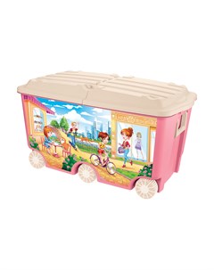 Ящик для игрушек на колесах розовый 66 5 л Пластишка
