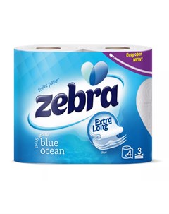 Бумага туалетная color blue 4 рулона 3 слоя Зебра