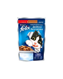 Влажный корм для взрослых кошек Двойная вкуснятина с говядиной и птицей 85г Felix