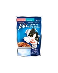 Влажный корм для взрослых кошек Двойная вкуснятина с лососем и форелью 85г Felix