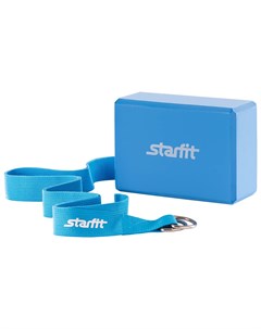 Комплект из блока и ремня для йоги STARFIT FA 104 синий 1 40 Barfits