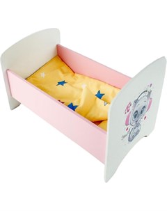 Кроватка Котенок в наушниках КР001КН для кукол до 40 см с постельным бельём Коняша