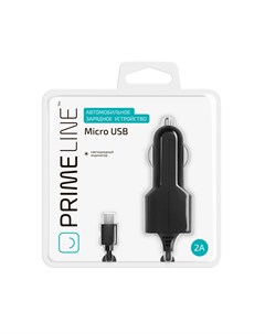 Автомобильное зарядное устройство 2 1A витой micro USB черный 2209 Prime line