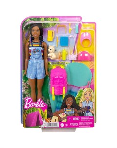 Barbie Бруклин Кемпинг кукла с питомцем и аксессуарами HDF74 Mattel