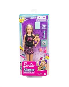 Кукла Barbie Кукла Няня в лосинах с малышом и аксессуарами GRP13 Mattel