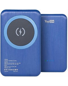 Внешний аккумулятор TOP M5 5000mAh MagSafe Qi 15W PD 20W Blue Topon