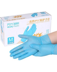 Перчатки нитриловые голубые размер M 50 пар упак Wally plastic