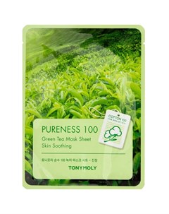 Очищающая тканевая маска для лица с экстрактом зелёного чая PURENESS 100 Green Tea Mask Sheet 21 мл Tony moly