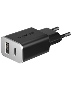 Сетевое зарядное устройство Power Delivery QC 3 0 18W USB A Type C черный 11393 Deppa