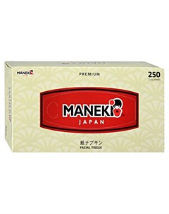 Салфетки бумажные Kabi двухслойные белые 250 штук Maneki