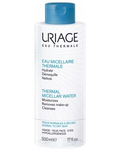 Мицеллярная вода для сухой и нормальной кожи лица и вокруг глаз очищающая Thermal Micellar Water Nor Uriage