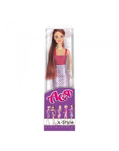 Кукла Ася Шатенка в платье с принтом А стайл Toys lab