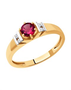 Кольцо из золота с бриллиантами и рубином Sokolov