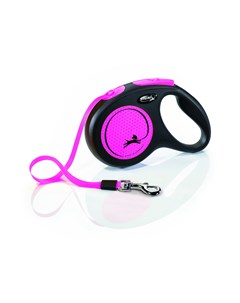 Рулетка ремень светоотражающая для собак розовая 15кг 5м Flexi