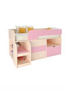 Кровать чердак астра 9 5 дуб молочный розовый розовый 163 2x99x90 см Рв-мебель