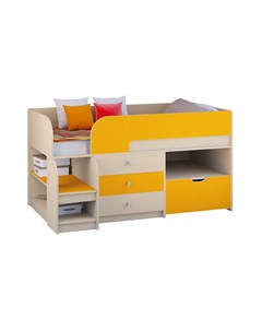 Кровать чердак астра 9 5 дуб молочный оранжевый оранжевый 163 2x99x90 см Рв-мебель
