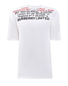 Объемная футболка с принтом в виде геолокации Burberry