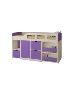 Кровать чердак астра 8 дуб молочный фиолетовый фиолетовый 194 2x84 6x108 см Рв-мебель