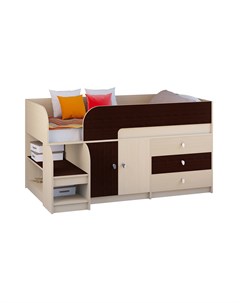 Кровать чердак астра 9 1 дуб молочный венге коричневый 163 2x99x90 см Рв-мебель