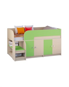 Кровать чердак астра 9 2 дуб молочный салатовый зеленый 163 2x99x90 см Рв-мебель