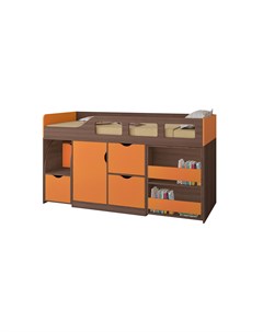 Кровать чердак астра 8 дуб шамони оранжевый оранжевый 194 2x84 6x108 см Рв-мебель